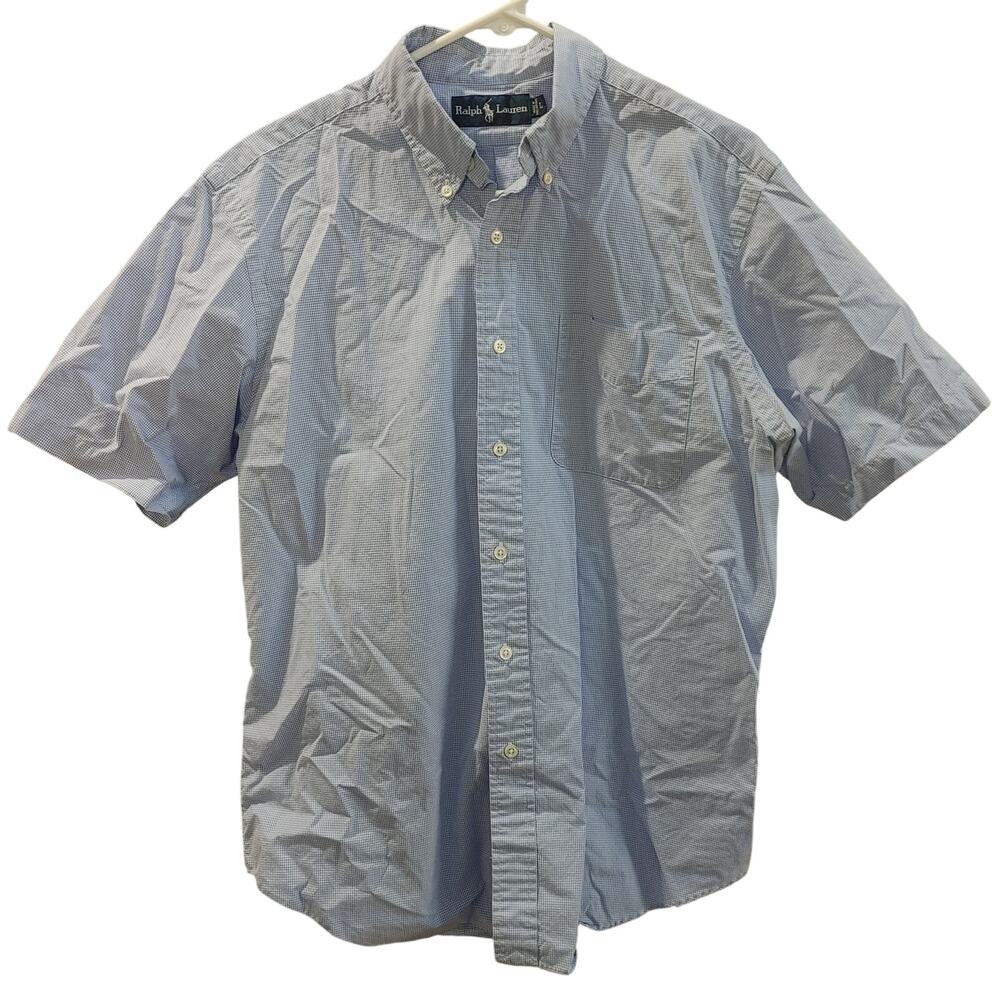 Ralph Lauren Men's LG Grey/White Checker Plaid Short Sleeve Polo T-Shirt